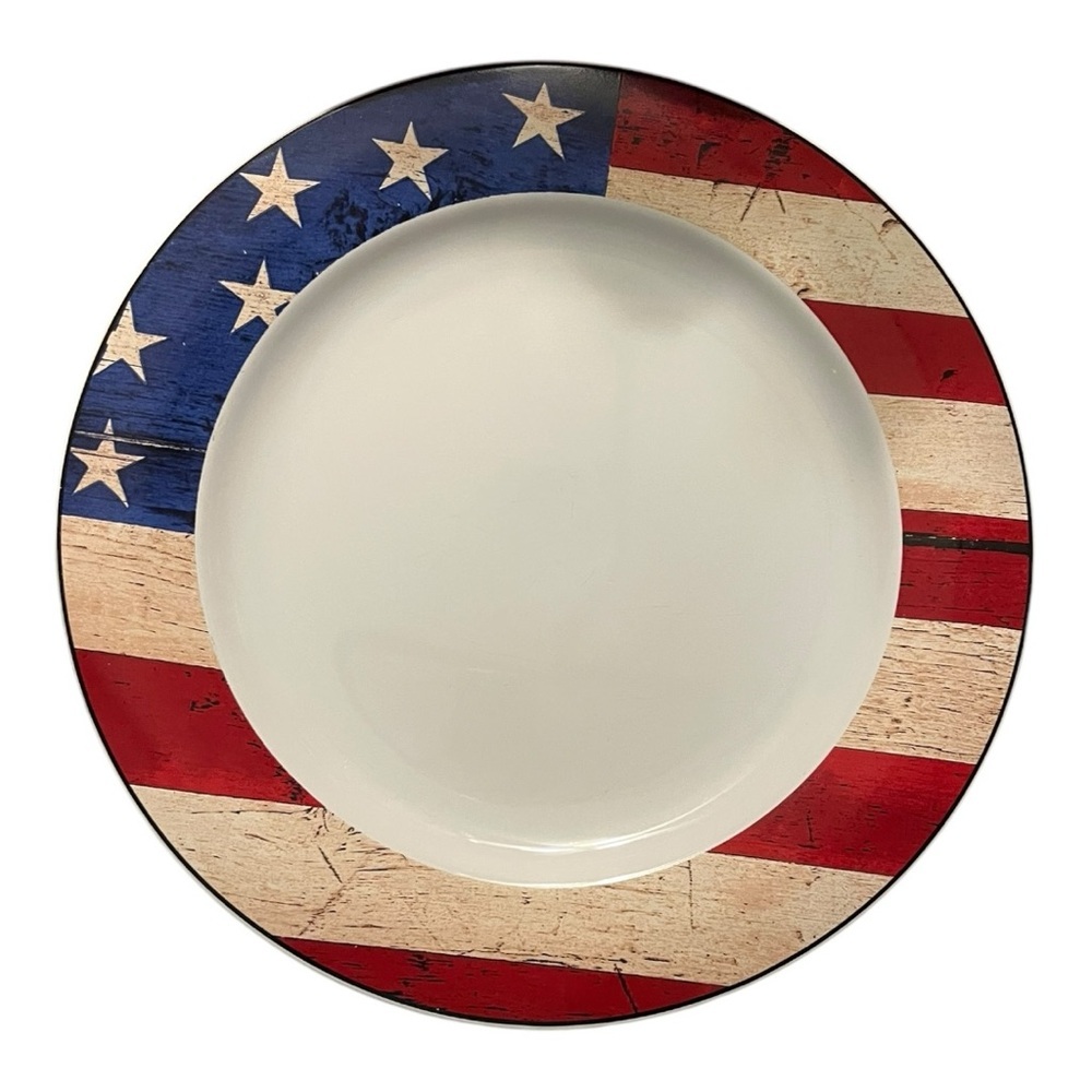 Colonial 1997 Warren Kimball American flag chop plate/round platter 12.5“ Sakura